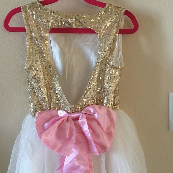 LITTLE A -  Tule Heart Sweat Dress - Gold main image 1